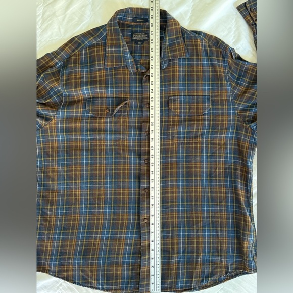 Pendleton Bridger Plaid Flannel Shirt XXL Brown Blue Wool Cotton Blend Outdoor - Picture 9 of 12